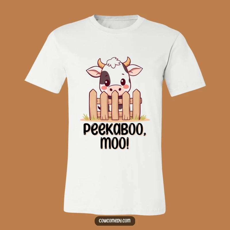 Funny Kawaii Cow T-Shirt - Cute Peekaboo Farm Animal Tee for Gifting