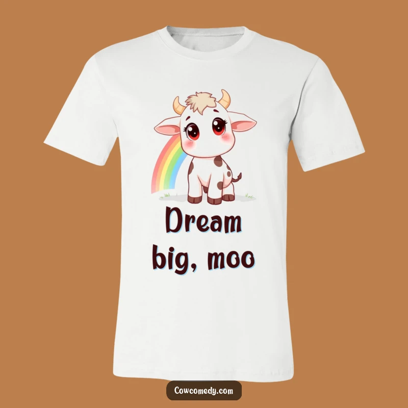 Funny Rainbow Curious Cow T-Shirt - Big Eyes Wonder Tee Gift