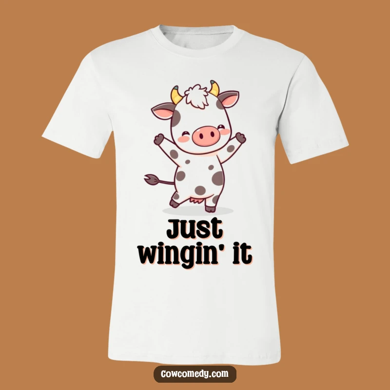 Funny Kawaii Cow Dance T-Shirt - Cute Spotted Character Tee, Great Gift