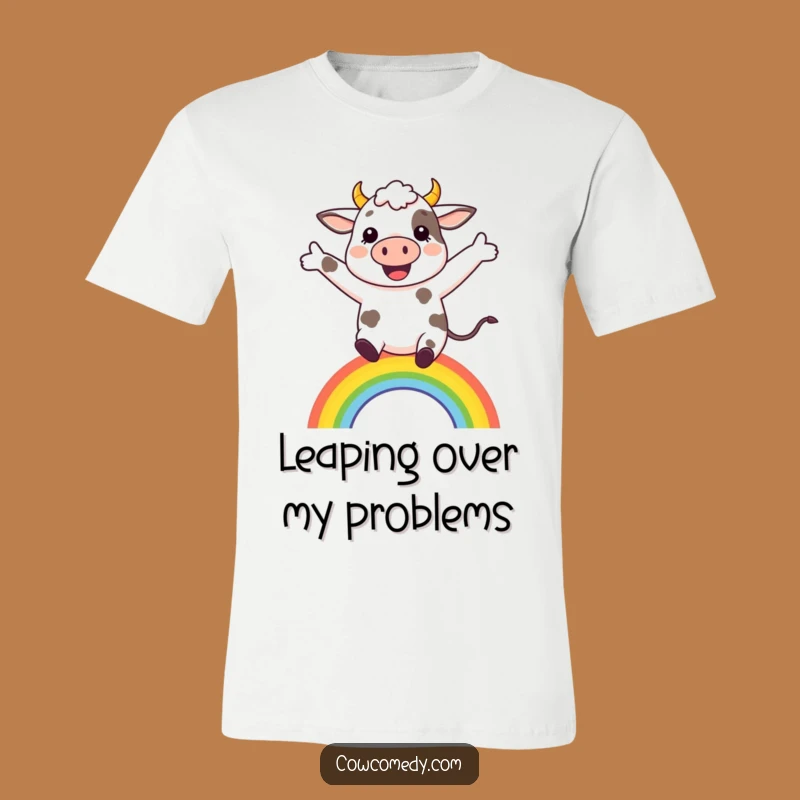 Funny Rainbow Cow T-Shirt: Express Your Joyful Spirit with this Comedic Leap