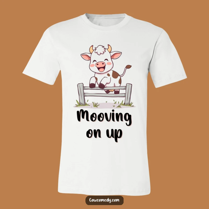 Funny Joyful Leaping Cow T-Shirt - Energetic Mooing Farm Tee