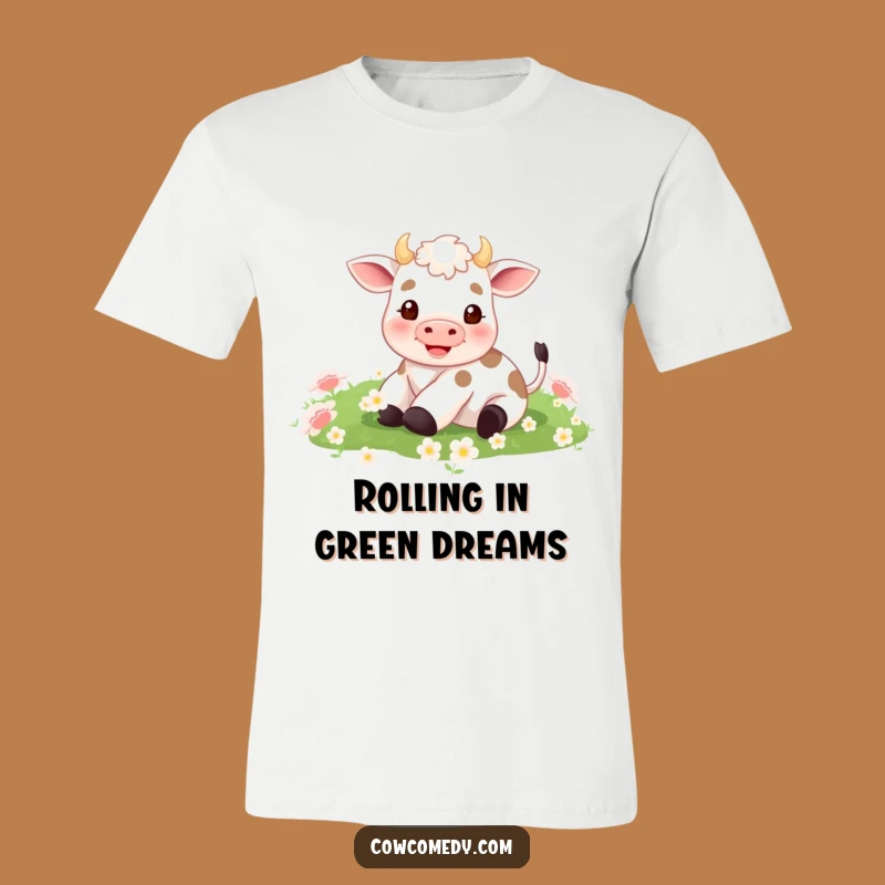 Funny Tiny Cow Rolling T-Shirt: Clover Bliss, Ideal Humorous Gift