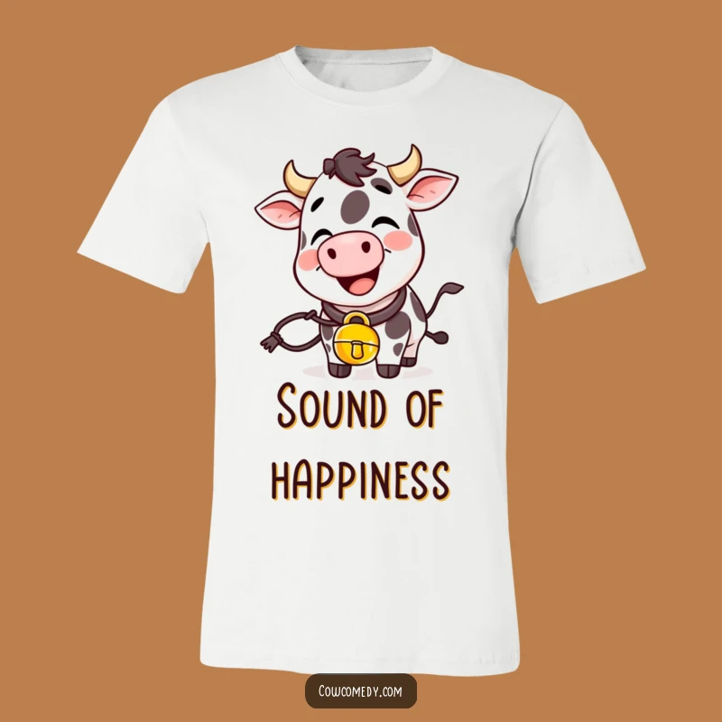 Funny Giggling Cow T-Shirt With Cowbell Joyful Ringing A Funny Gift