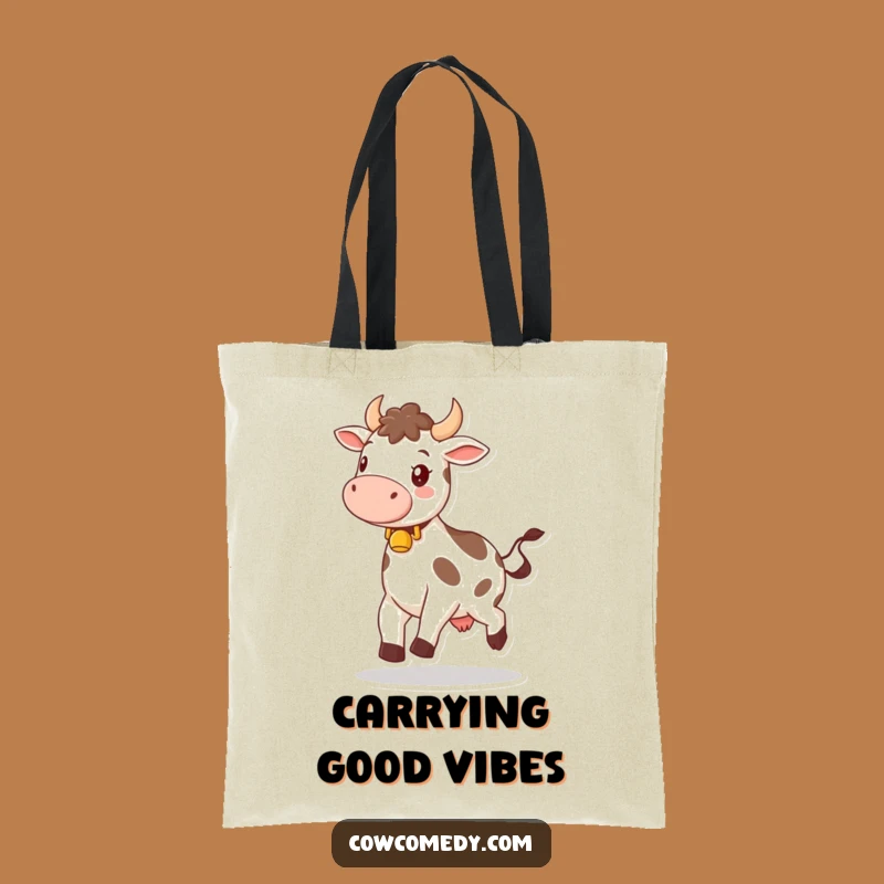 Funny Happy Bell Cow Tote Bag: Cheerful Accessory Gift
