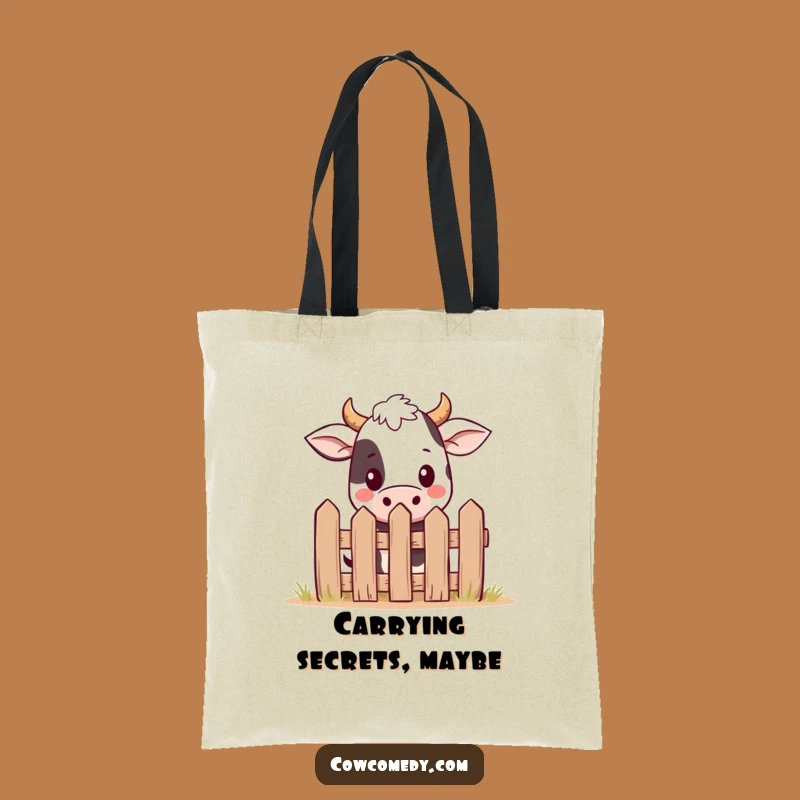 Funny Kawaii Cow Tote Bag - Cute Peekaboo Farm Animal Carryall Gift