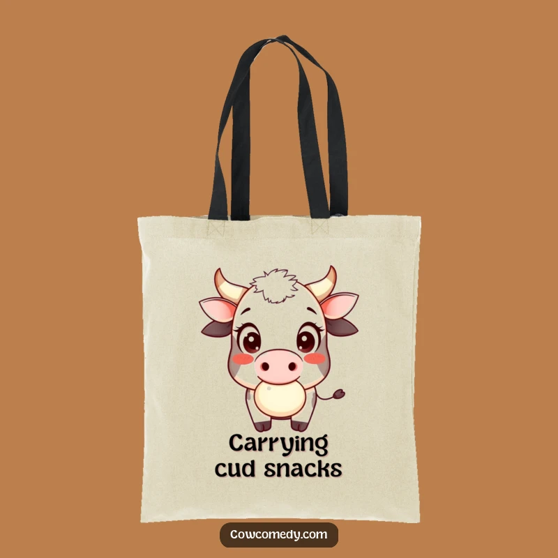 Funny Cow Cud Chewer Tote Bag: Playful Farm Friend for Everyday
