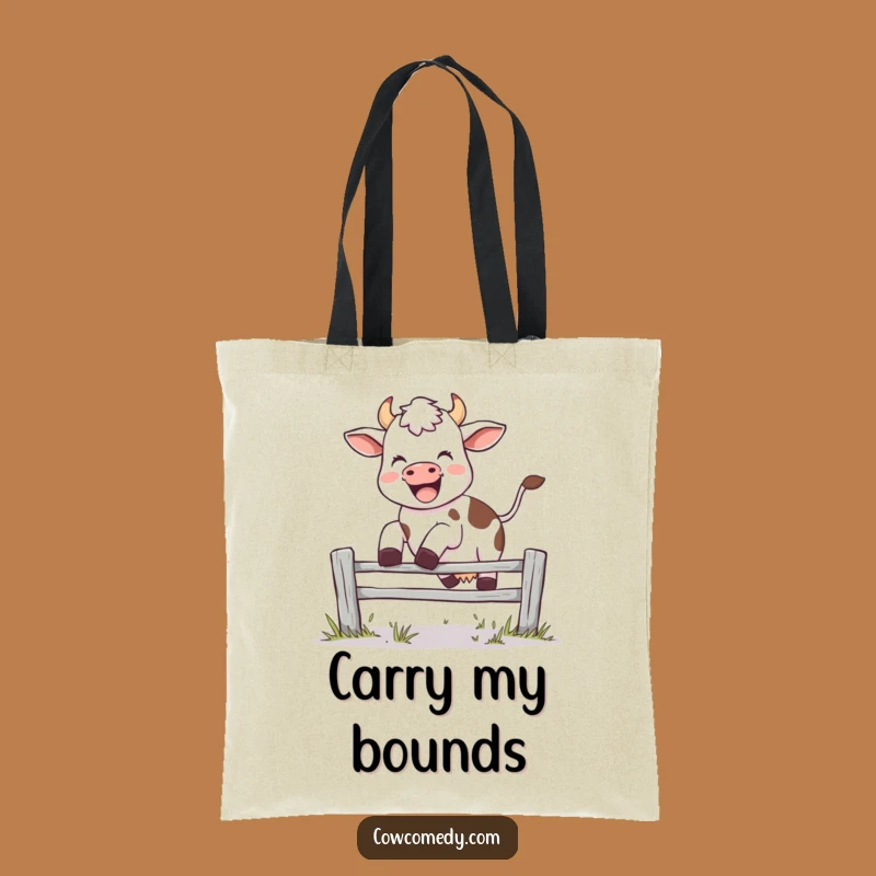 Funny Leaping Cow Tote Bag - Joyful Farm Animal Bag Gift