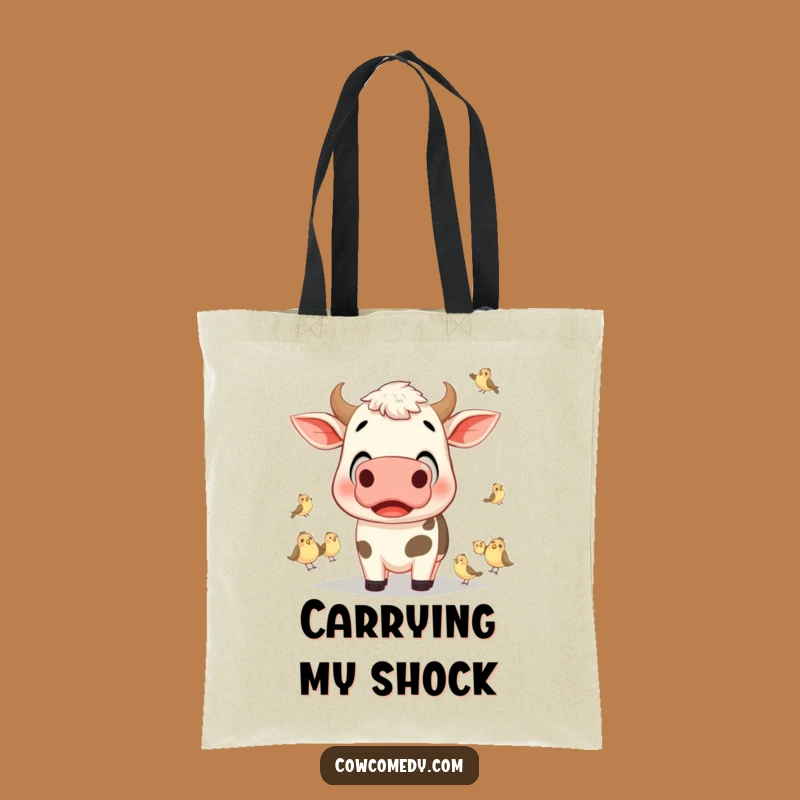 Funny Surprised Cow Tote Bag: Carry Your Amazement with this Whimsical Accessory