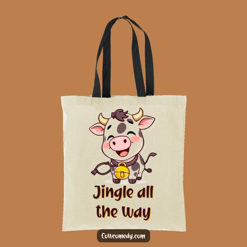 Funny Giggling Cow Tote Bag With Cowbell Your Fun Funny Gift