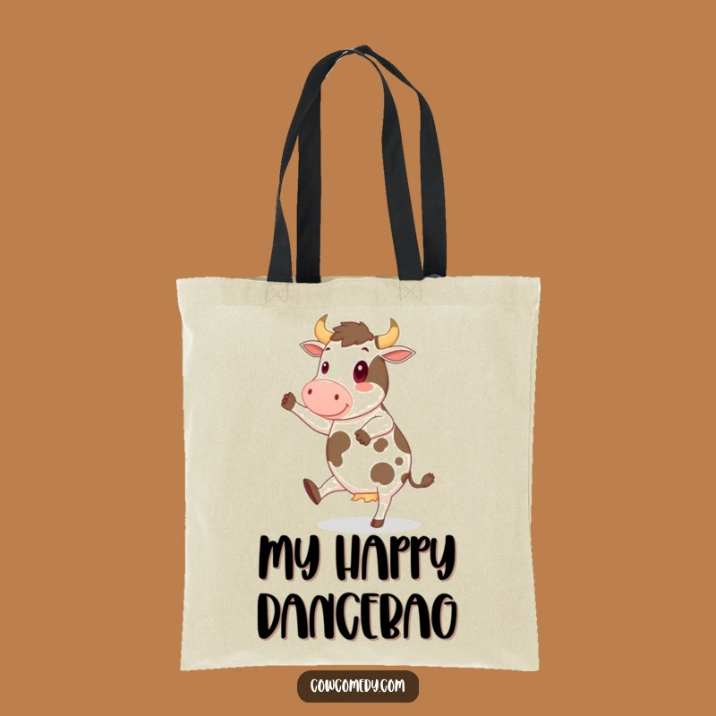 Funny Cheerful Cow Tote Bag: Carry Your Beat, Hilarious Gift for Music Lovers