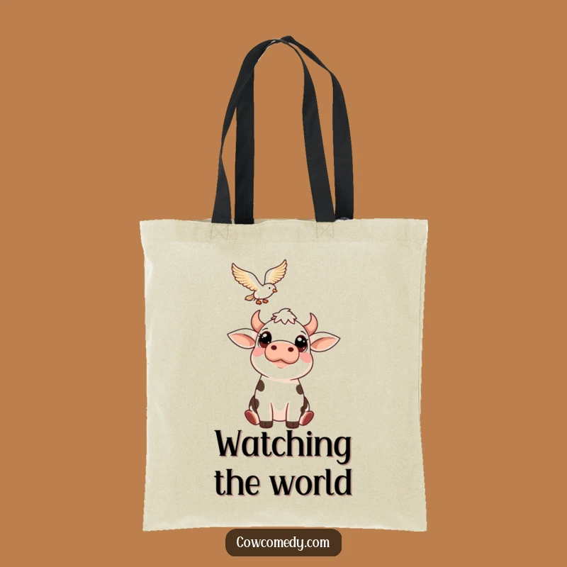 Funny Cow Bird Watcher Tote Bag: Carry Your Curiosity in Style